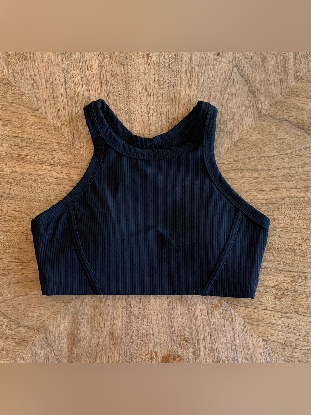 Peachy Black Ribbed High Neck Bra
